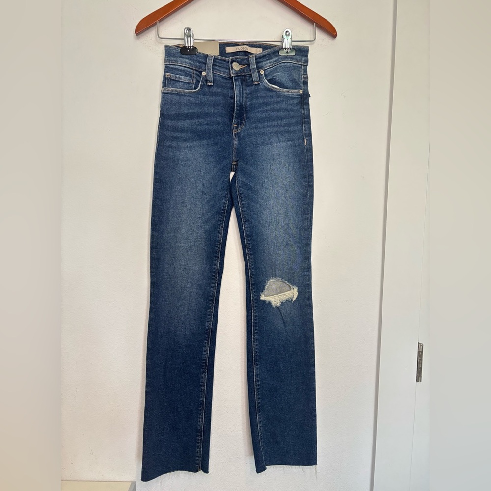 HUDSON NWT DARK WASH NICO MID RISE STRAIGHT ANKLE JEANS SZ  24